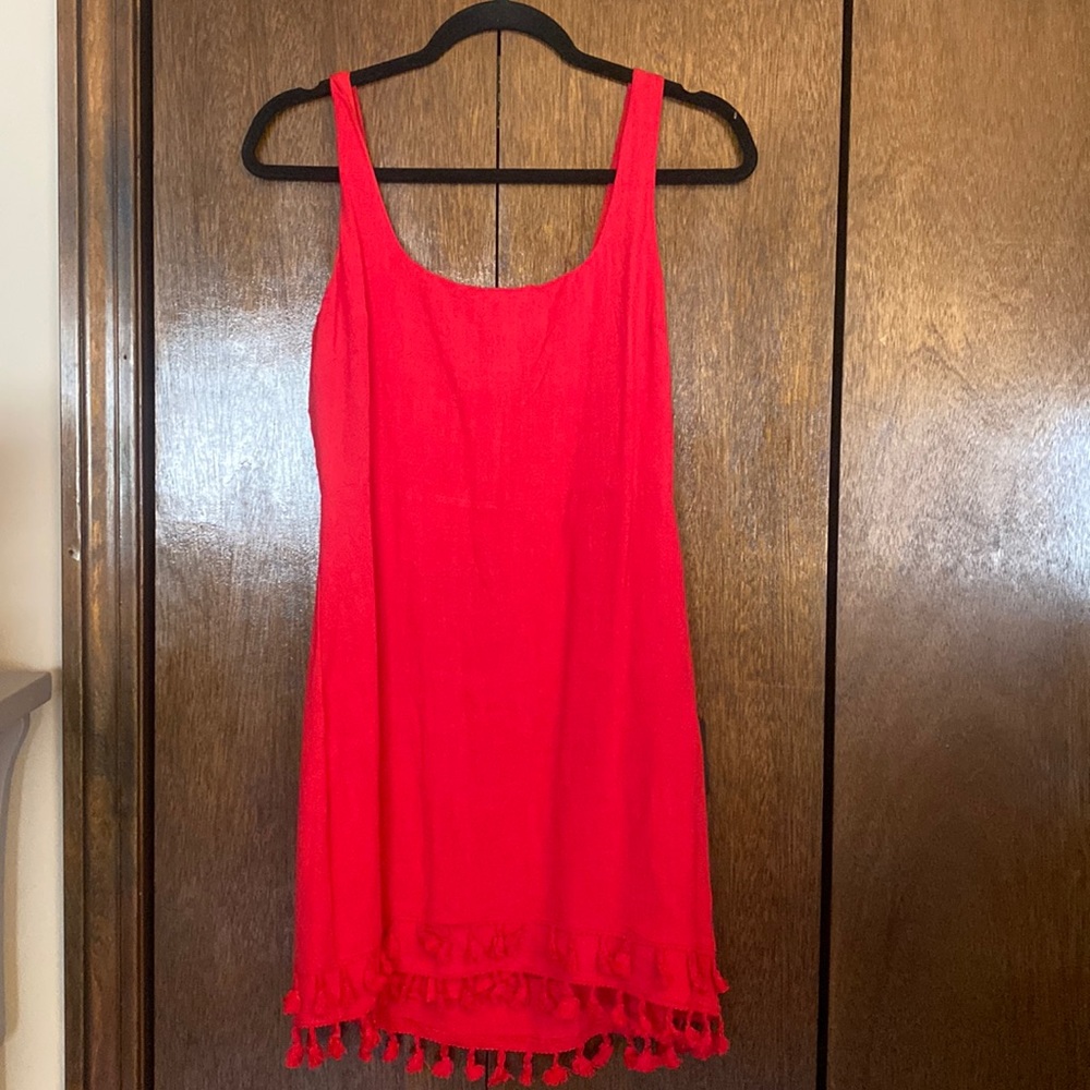 Lulu’s Feel the Sunshine Red Tassel Mini Dress
